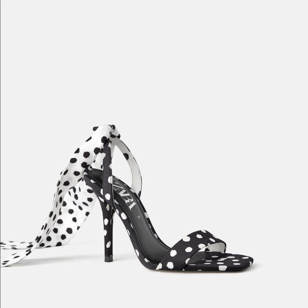 Zara polka dot tie up heels